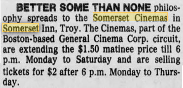 Somerset Cinema I & II (Somerset Inn Cinema I-II-III) - 1980 Ad Indicating Theater Was In Hotel (newer photo)